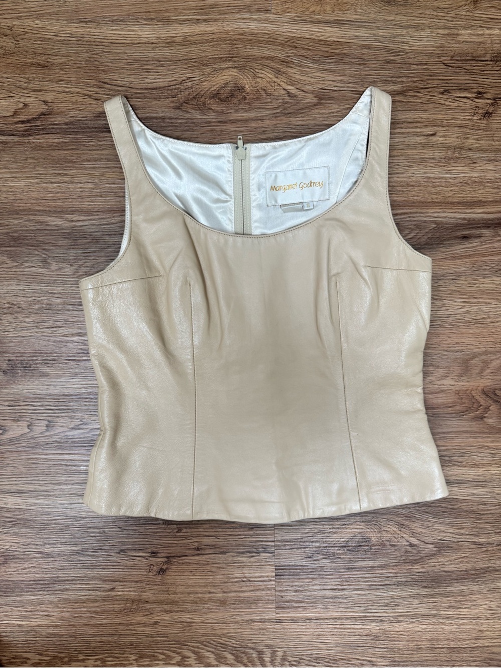 Vintage Beige 100% Leather Tank Top
